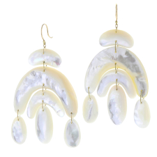 18k Gold Mother of Pearl Totem Earrings