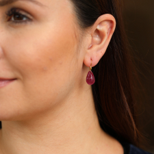 Small Teardrop Ruby 18k Gold Earrings Image