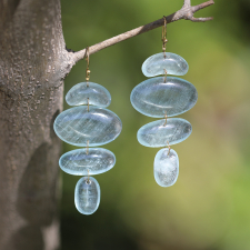 Aquamarine Oval Totem 18k Gold Earrings Image