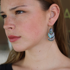 Labradorite Lotus 18k Gold Earrings Image
