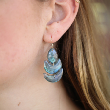 Labradorite Lotus 18k Gold Earrings Image