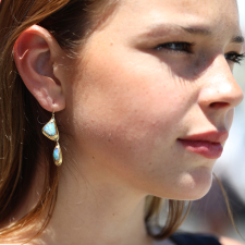 Fossilized Wood Opal Double Drop Earrings Image