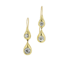 Double Diamond Solitaire 18k Gold Earrings Image