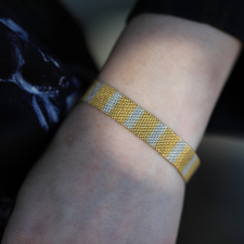 White and Yellow Gold Vintage Woven Mesh Bracelet