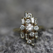 1970s Diamond Cluster Gold Ring