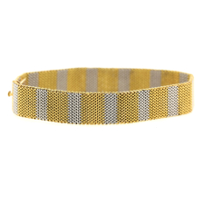 White and Yellow Gold Vintage Woven Mesh Bracelet