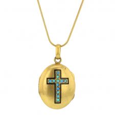 Vintage 18K Gold Opal Cross Locket