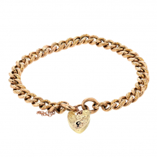 Vintage 9K Gold Heart Curb Link Bracelet