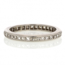 Vintage Platinum Square French Cut Diamond Eternity Band Ring Image