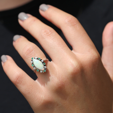 Vintage Marquis Opal Emerald Diamond Ring Image