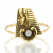 Egyptian Revival Pharoh Pearl Ring Image