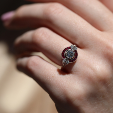 Vintage Platinum Ruby and Diamond Ring