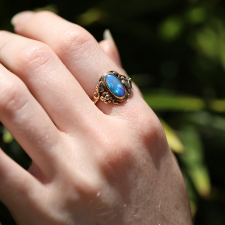 Vintage Black Opal 14k Gold Ring