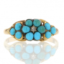 Vintage Victorian Paved Turquoise Ring with Diamond Accent