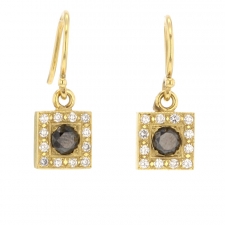 Black Diamond Gold Square Earrings