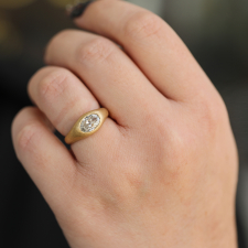 Cushion Cut Salt and Pepper 18k Gold Ring