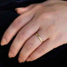 Yellow Gold Hammered 8 Diamond Band Ring Image