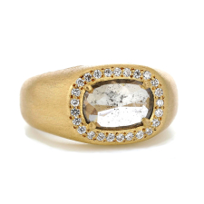 Grey Diamond 18k Yellow Gold Gypsy Ring