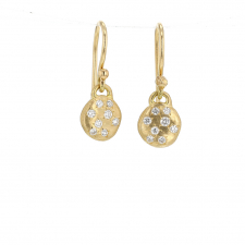 Small Disc Diamond Dew Gold Earrings