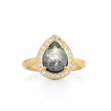 Dark Grey Teardrop Diamond with Halo Ring