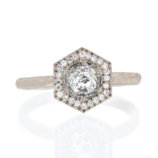 Salt and Pepper Hexagon Diamond Ring