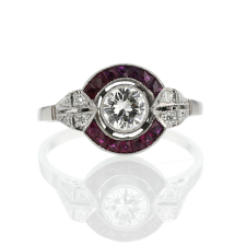 Vintage Platinum Ruby and Diamond Ring