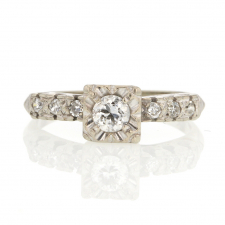 White Gold Solitaire Diamond Vintage Ring